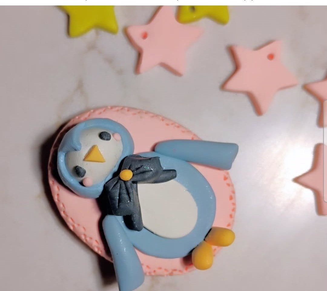 Pink and blue penguin