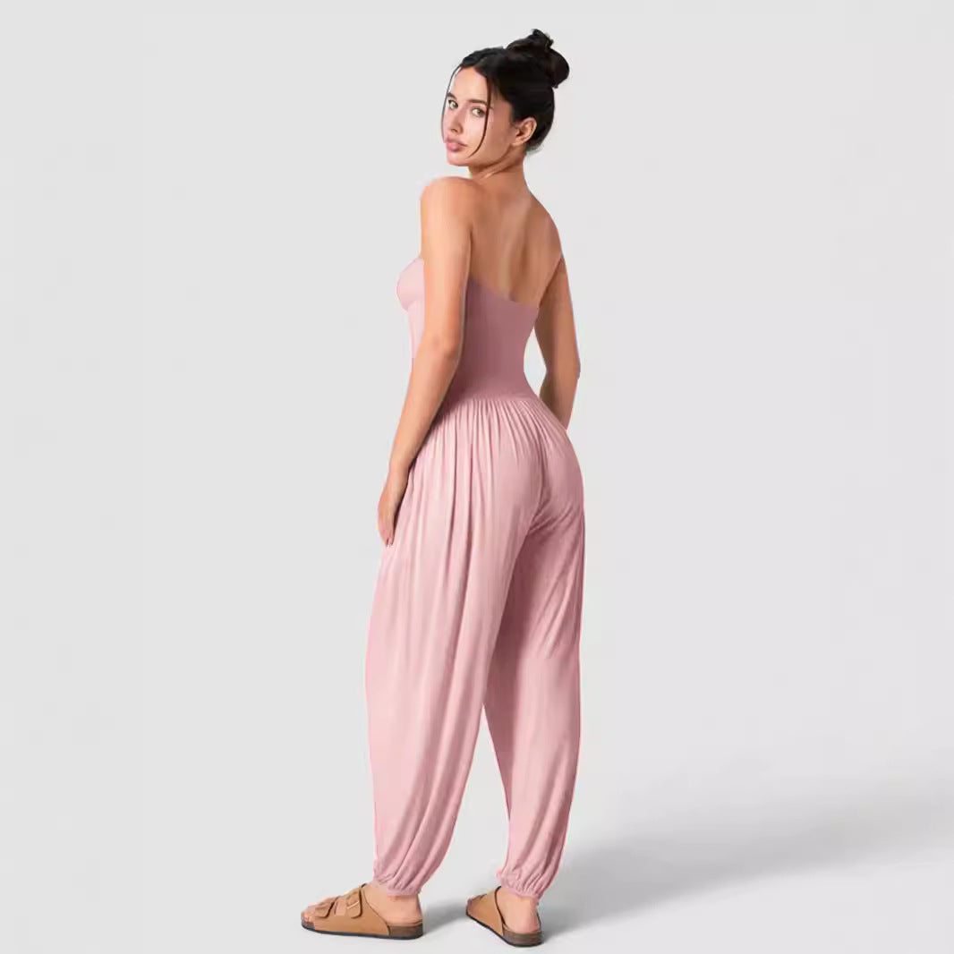 Tube Top Ankle Tied Jumpsuit