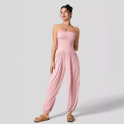 Tube Top Ankle Tied Jumpsuit