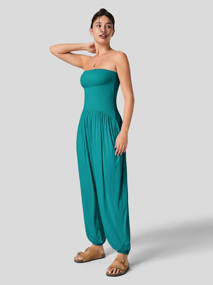 Tube Top Ankle Tied Jumpsuit