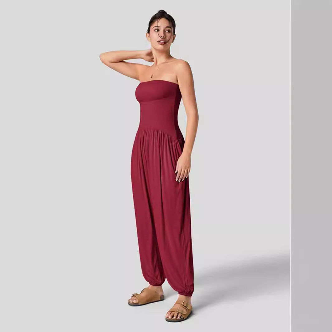 Tube Top Ankle Tied Jumpsuit