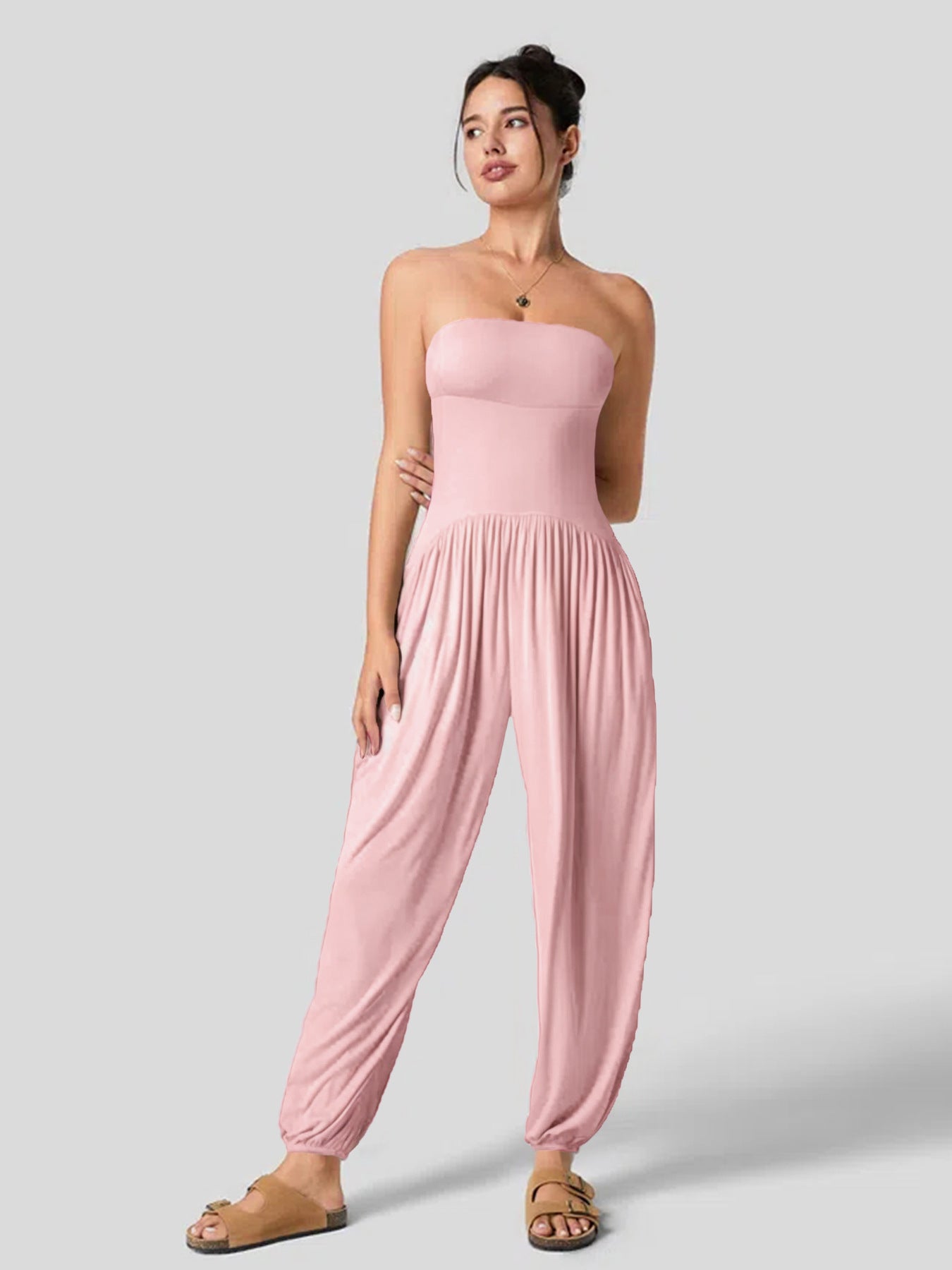 Tube Top Ankle Tied Jumpsuit